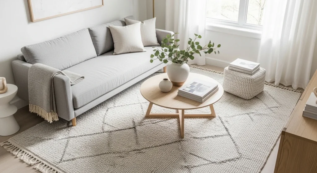 rug zoning small apartment living room ideas