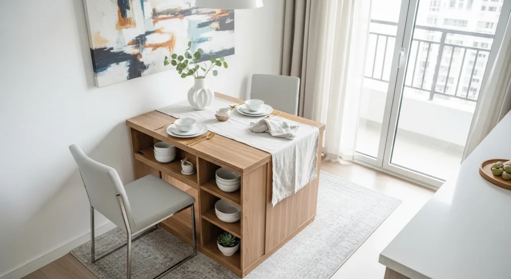 storage table small apartment dining area ideas