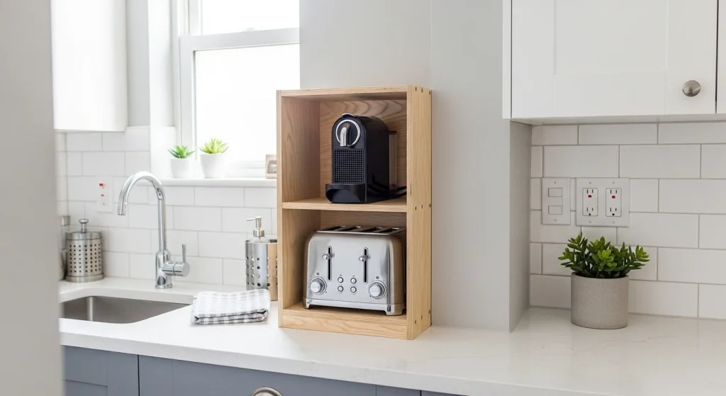 appliance shelf small apartment kitchen storage ideas