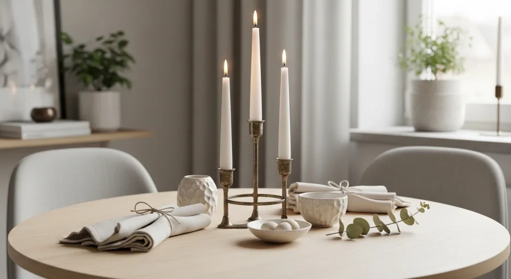 candle holder small apartment dining table decor ideas
