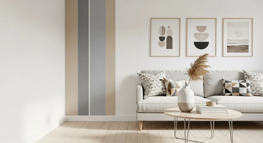 narrow vertical panel small apartment wall panel ideas