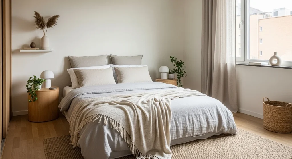 linen duvet bedding combination small apartment bedroom