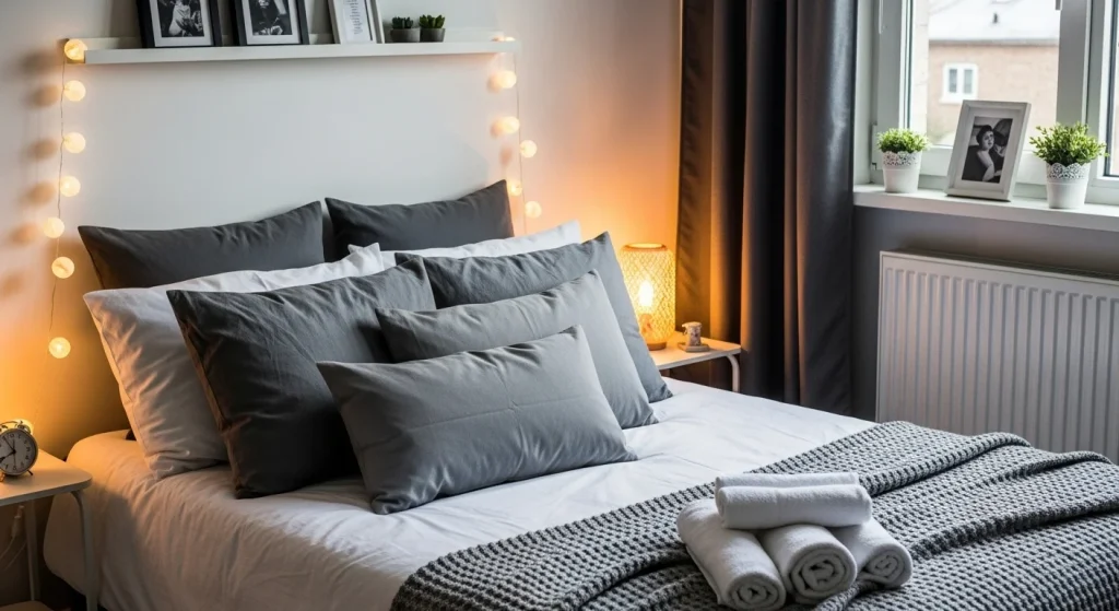 monochrome bedroom throw pillow ideas