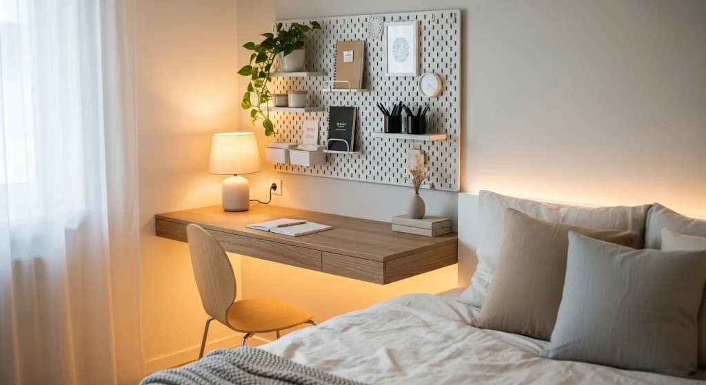 pegboard small bedroom desk ideas