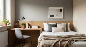  small bedroom with compact workspace seamlessly integrated 