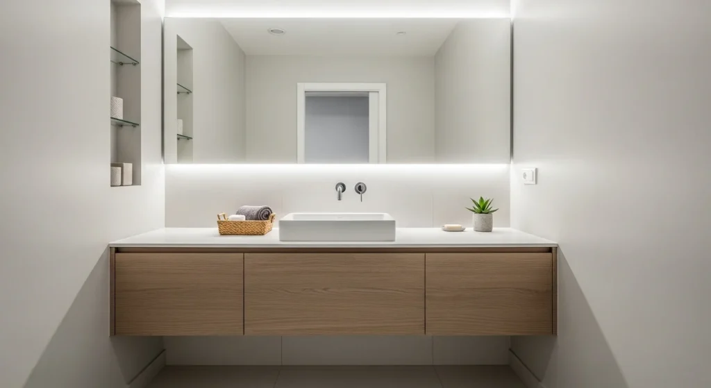 mirror wall small apartment bathroom ideas