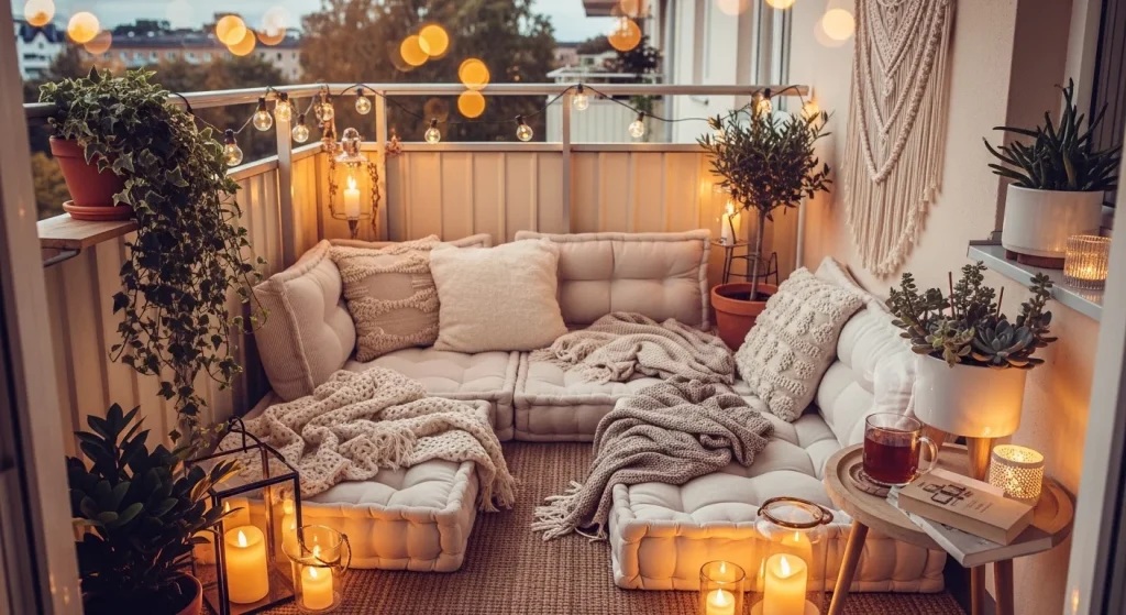 cushion lounge small apartment balcony decor ideas
