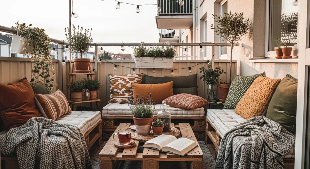  pallet seating small apartment balcony seating ideas