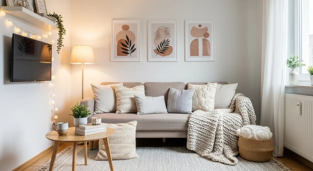 wall art cozy small apartment decor ideas