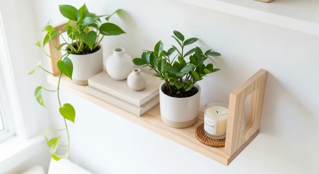 minimal plant shelf small apartment plant decor ideas