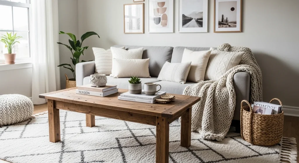 rustic wood coffee table small apartment coffee table ideas