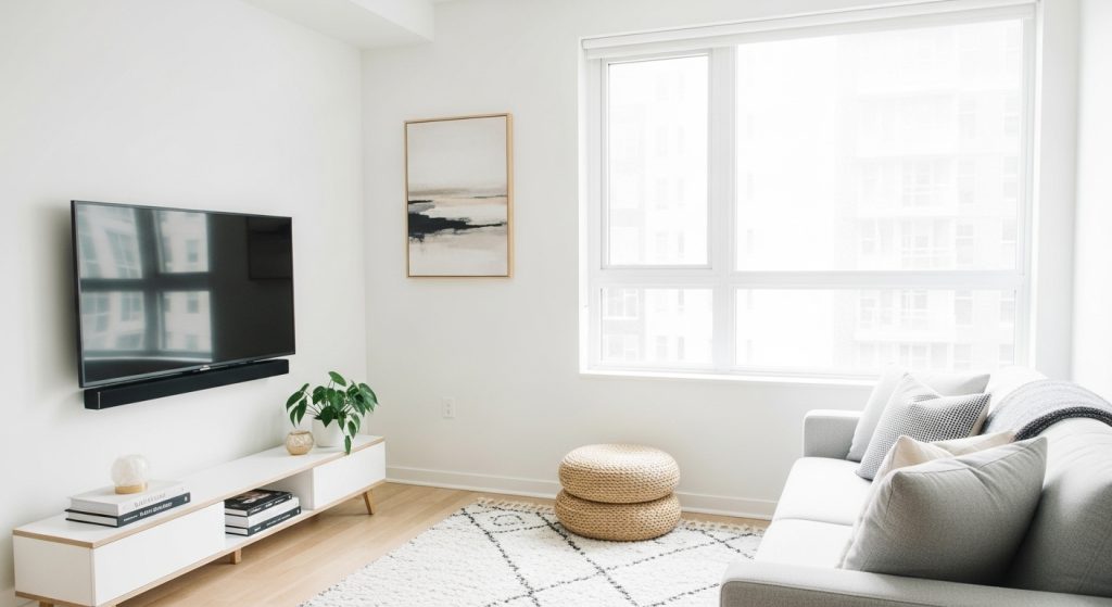 open layout small apartment TV wall ideas