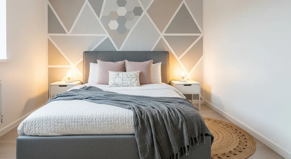 geometric bedroom accent wall ideas
