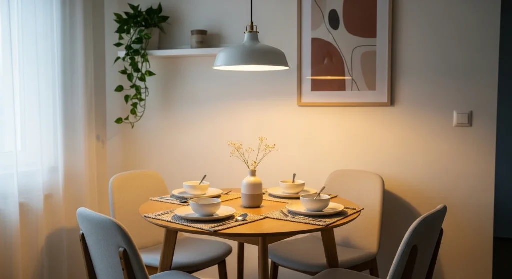 cozy lighting small apartment dining area ideas