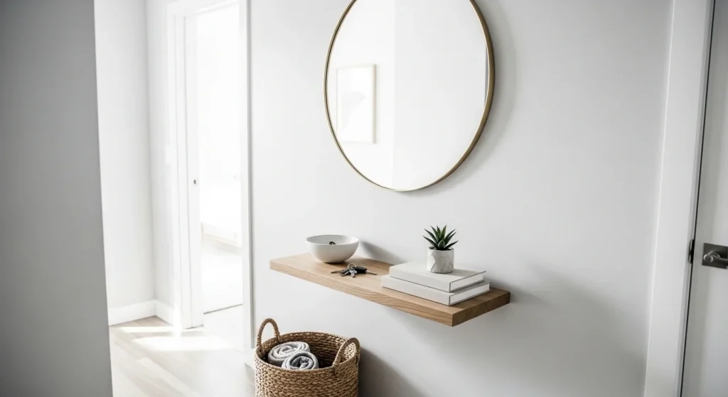 mirror shelf small apartment entryway storage ideas
