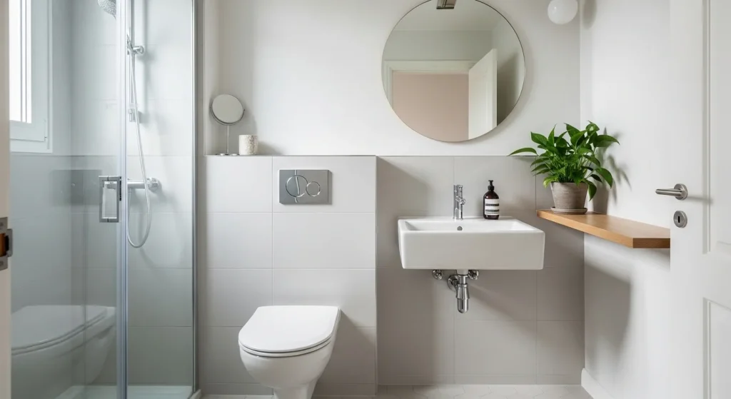 plant decor minimal small apartment bathroom ideas