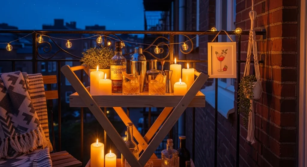 DIY balcony bar cart idea