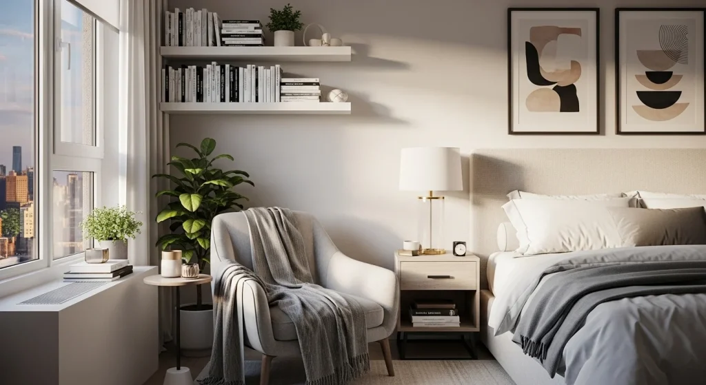 window chair small bedroom reading nook
