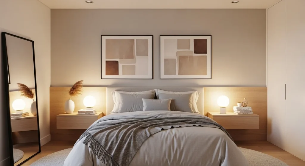 wall art above nightstands bedroom decor idea