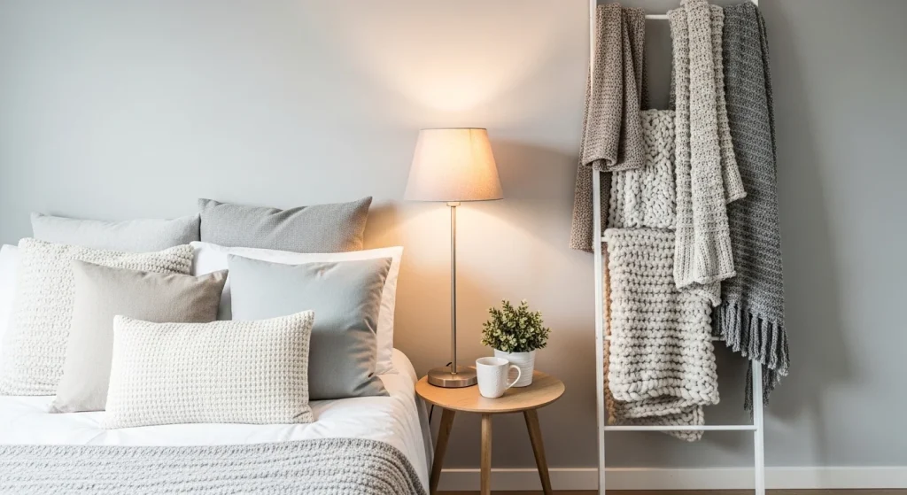 cozy blanket ladder decor ideas for small bedroom