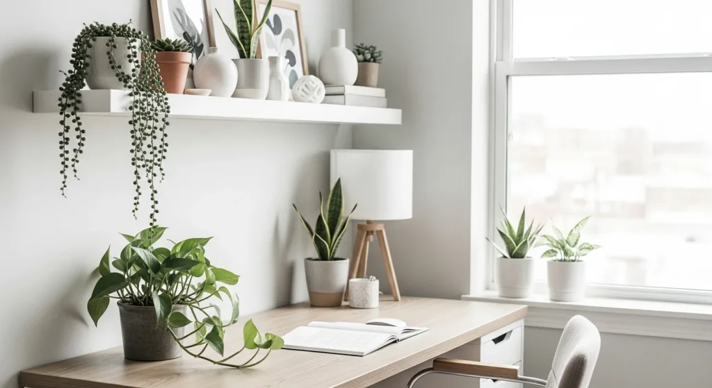 plant decor small apartment workspace ideas