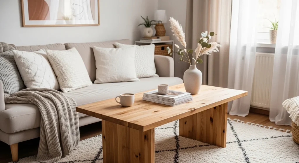 wooden furniture cozy small apartment decor ideas