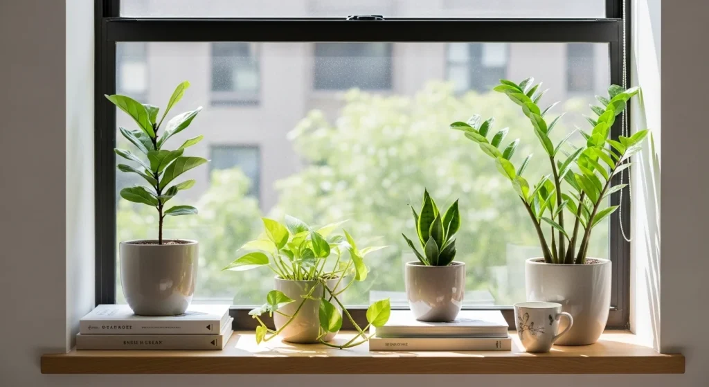 window plant styling small apartment plant decor ideas
