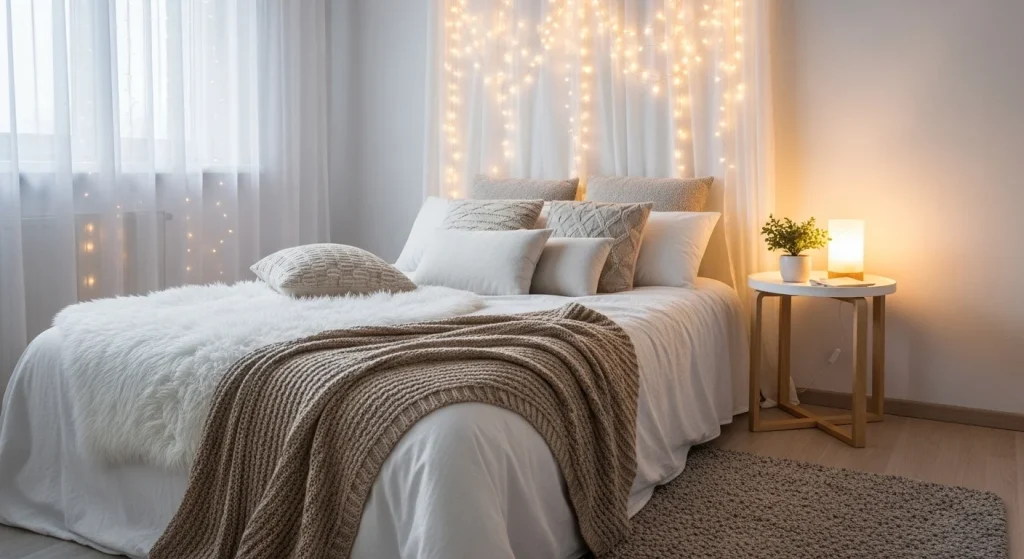 curtain fairy lights bedroom fairy light ideas