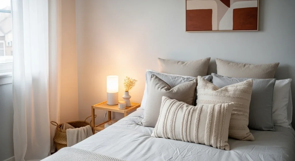 textured bedroom throw pillow ideas