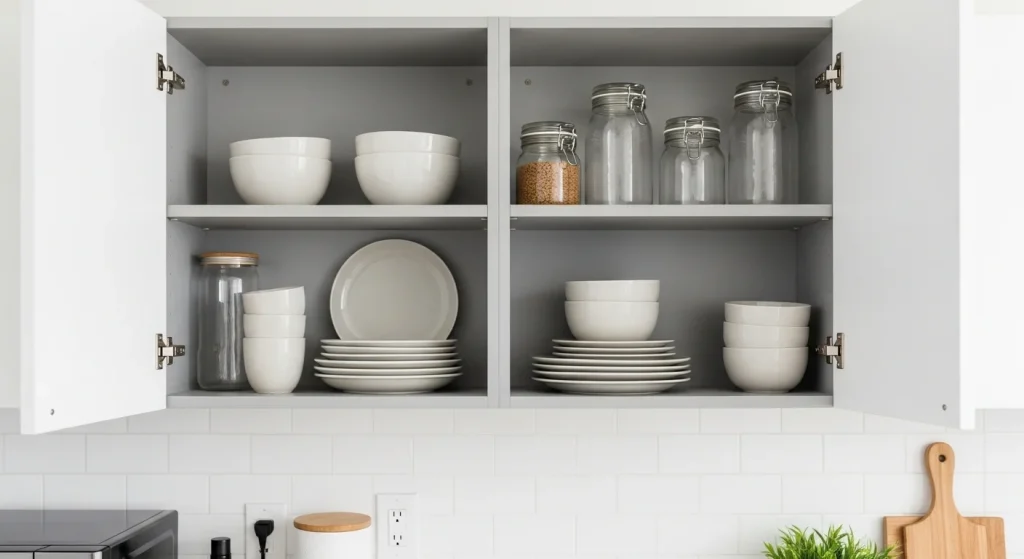 open shelves small apartment kitchen decor ideas