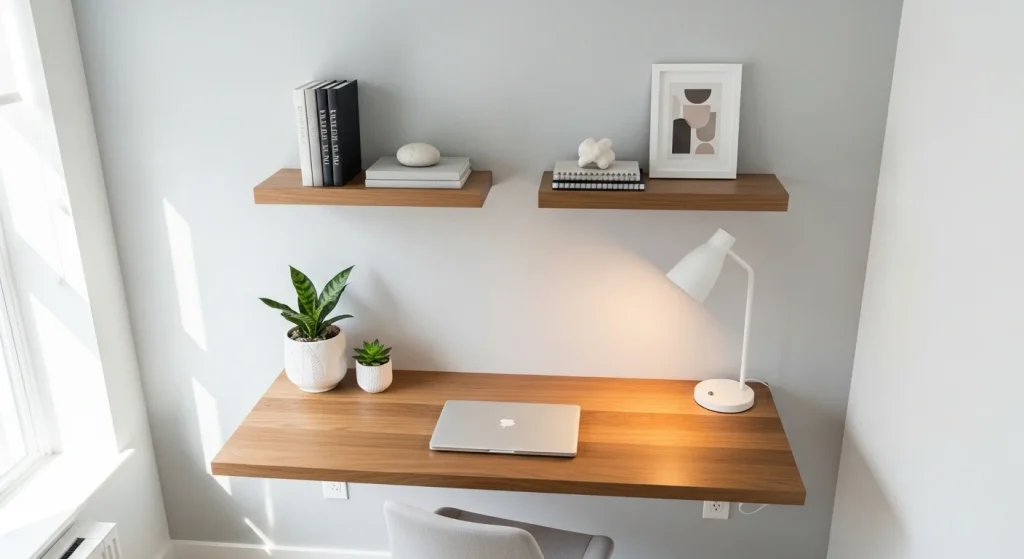 floating desk small apartment workspace ideas