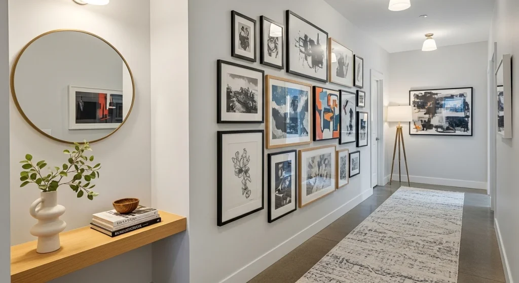 hallway gallery wall small apartment hallway decor ideas
