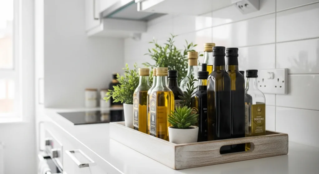 decorative tray small apartment kitchen counter decor ideas
