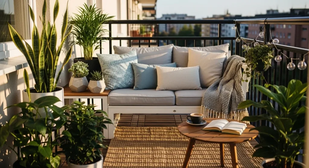 outdoor sofa small apartment balcony seating ideas
