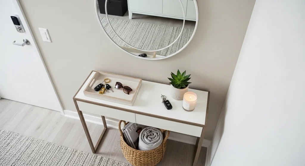 entryway tray small apartment entryway storage ideas
