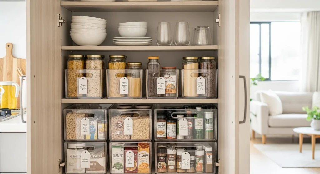cabinet storage bins small apartment kitchen organization ideas