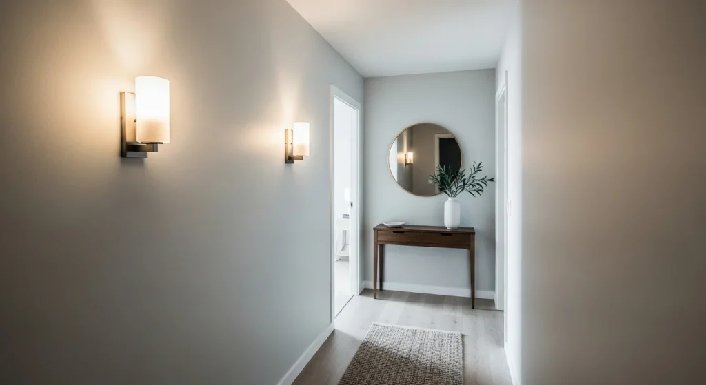 ambient lighting small apartment hallway decor ideas
