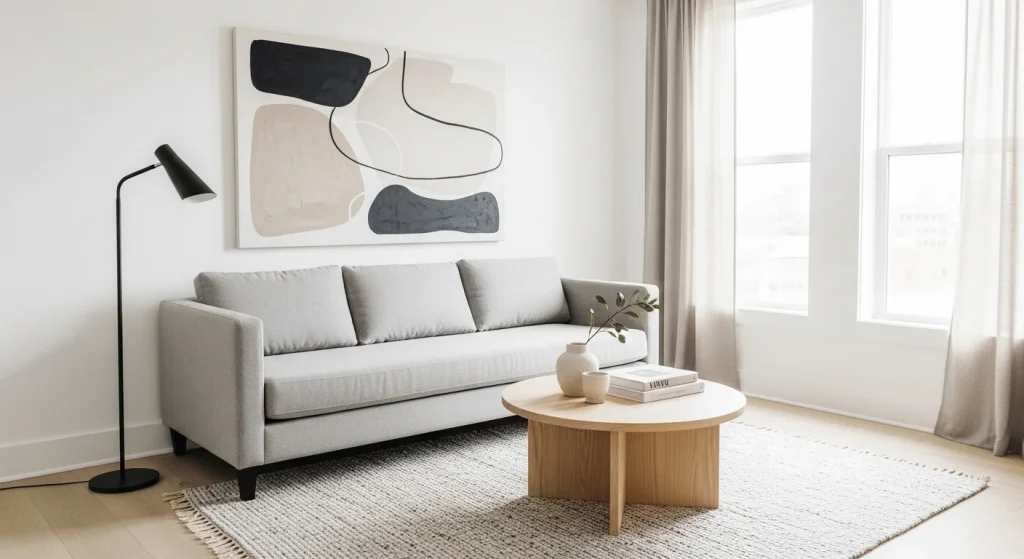 abstract wall art modern small apartment living room ideas