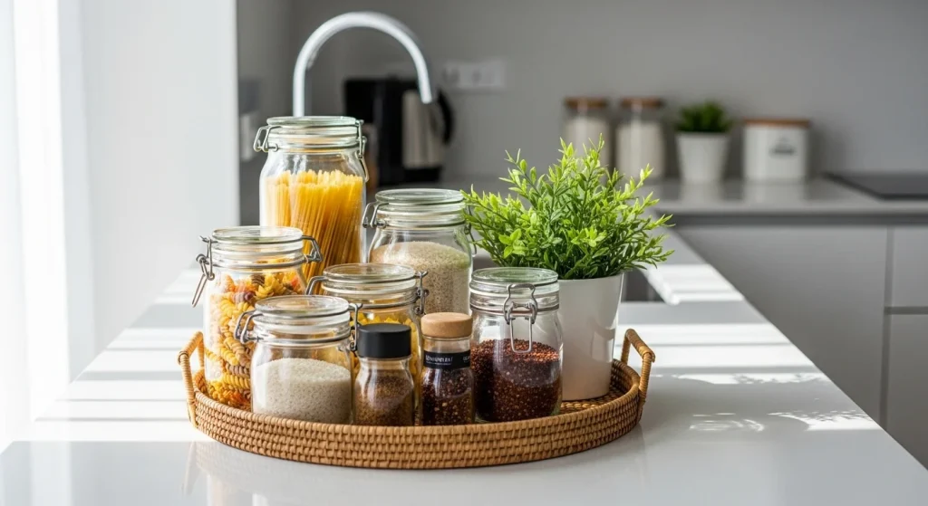 balanced decor small apartment kitchen counter decor ideas
