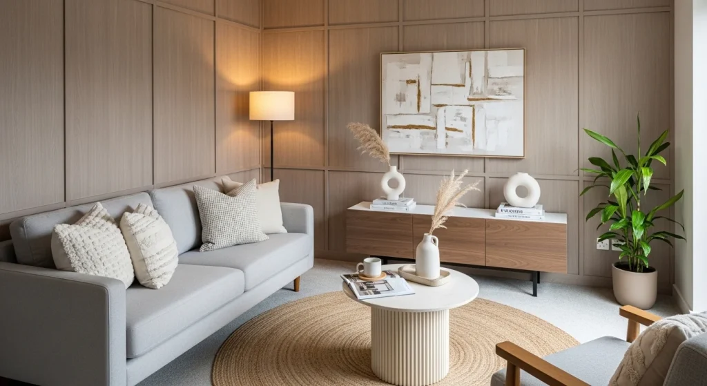 floor to ceiling panel small apartment wall panel ideas