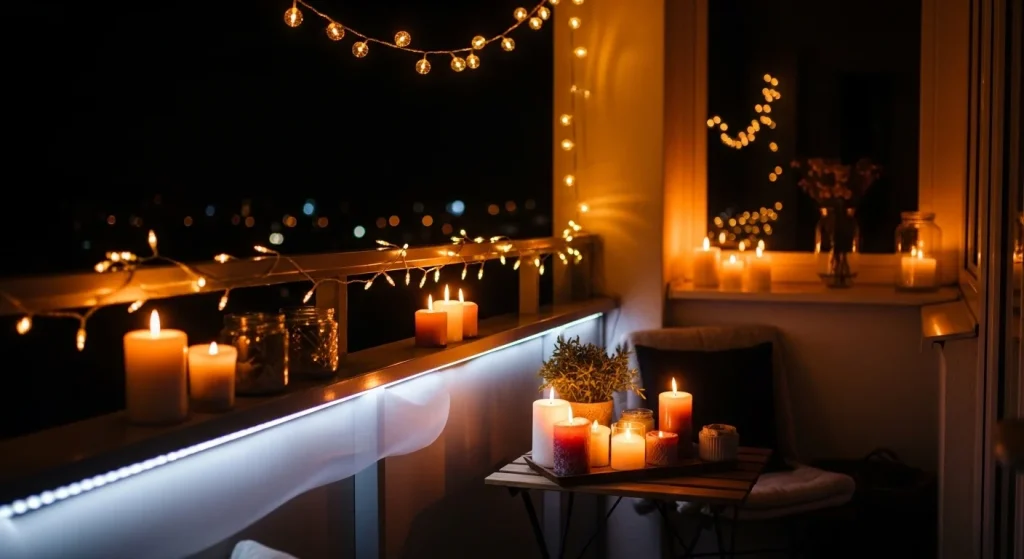 Mixed lighting balcony glow up idea