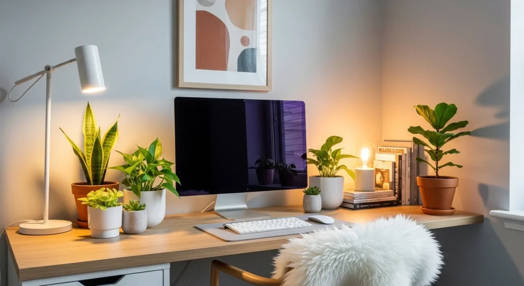 plant styled small bedroom desk ideas
