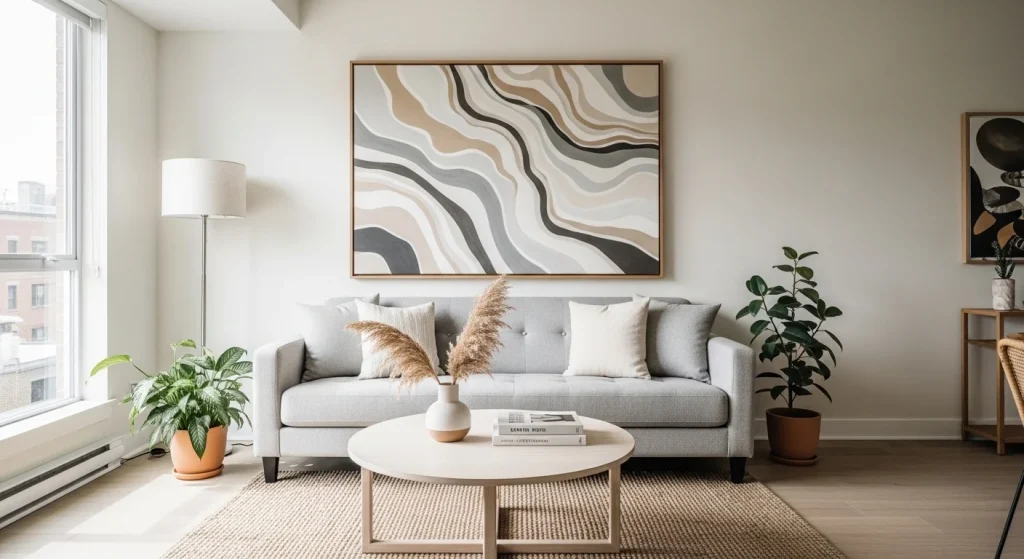 oversized art small apartment living room wall decor ideas