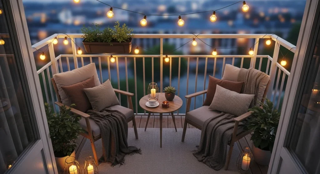 cozy balcony seating small apartment balcony seating ideas
