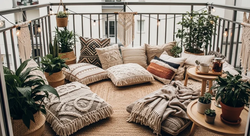 boho balcony setup boho small apartment decor ideas
