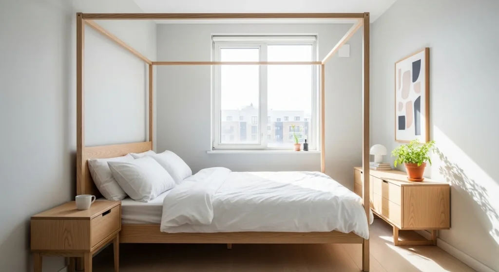 Scandinavian canopy bedroom small apartment idea