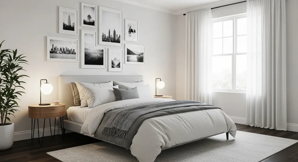 black and white photography bedroom wall art ideas