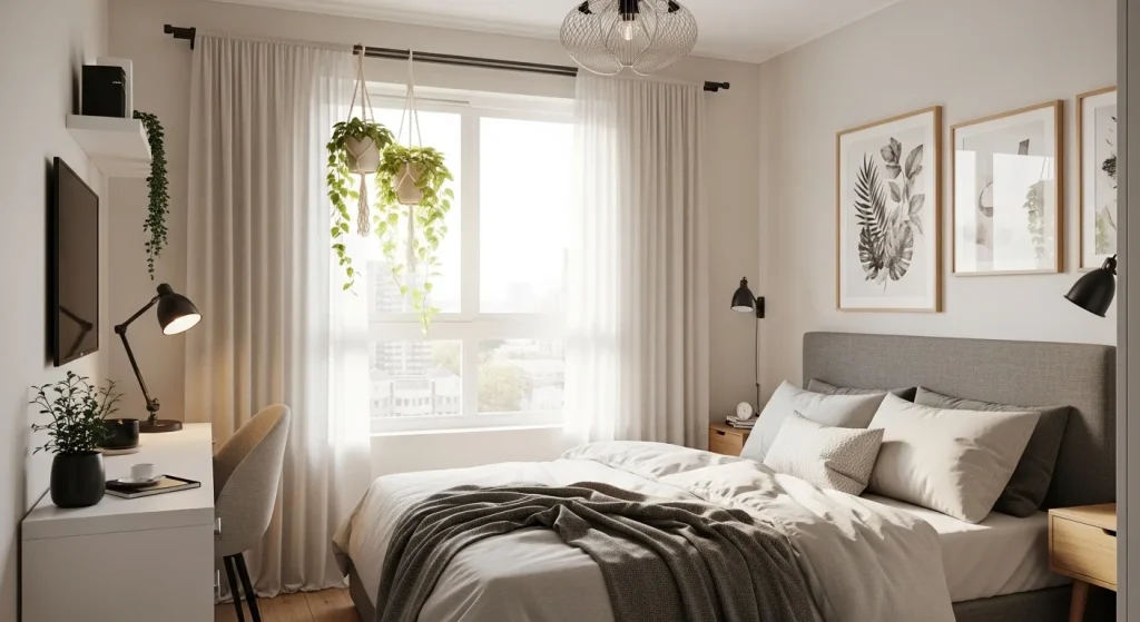 hanging plants bedroom window decor ideas