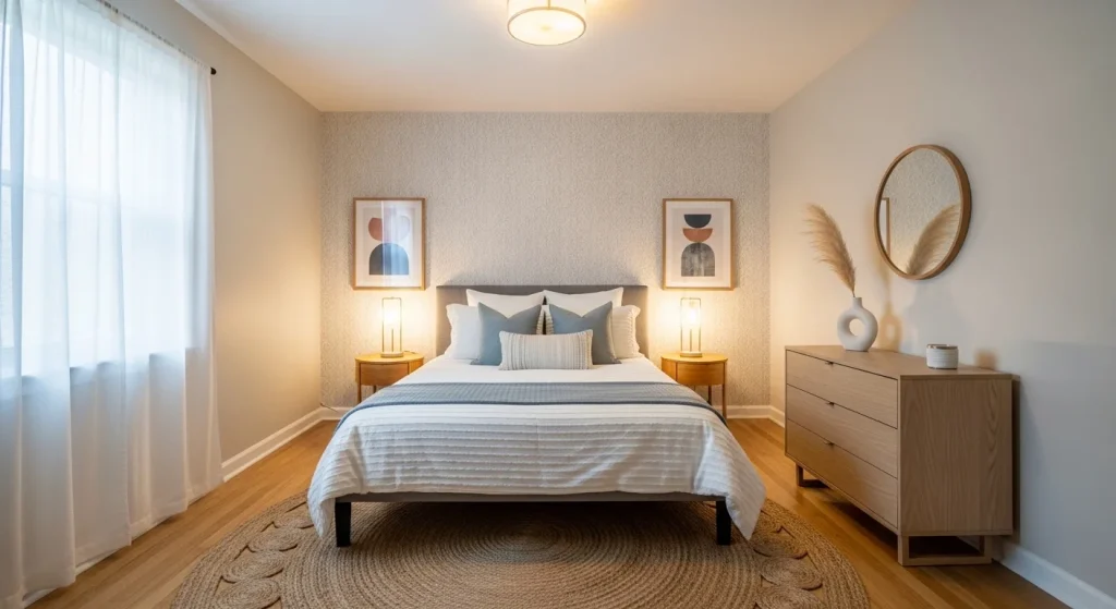 wallpaper bedroom accent wall ideas
