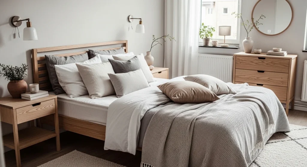 Scandinavian bedroom throw pillow ideas